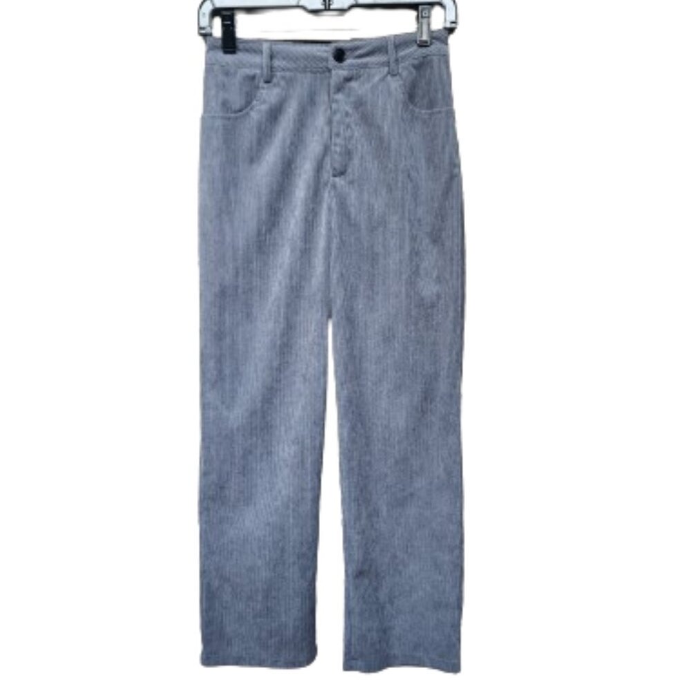 Dazy Gray Corduroy Pants Solid Straight Leg Front Pockets